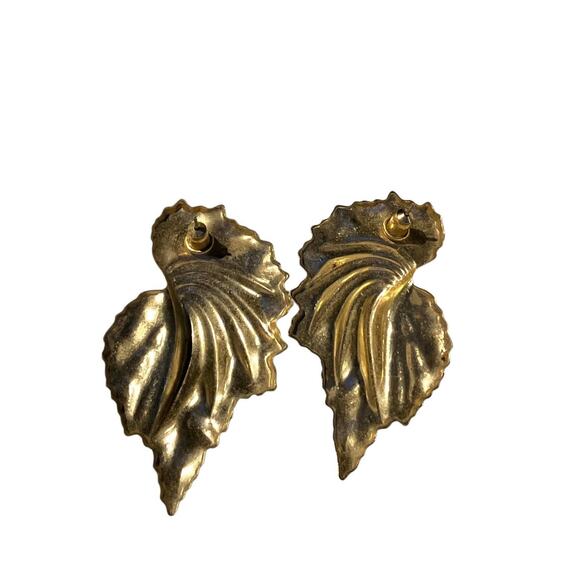 80S PEACH / GOLD EARRINGS - Picture 3 of 3